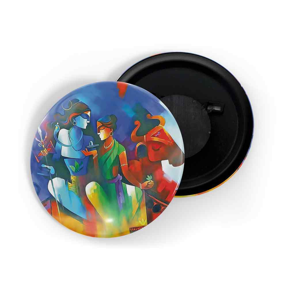 dhcrafts Fridge Magnet Multicolor Radha Krishna D14 Glossy Finish Design Pack of 1 (58mm)